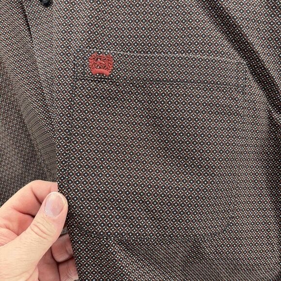 Cinch Performance Shirt Men's Large Black Red Geometric Western Monogram - Picture 3 of 6